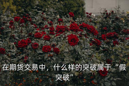 在期貨交易中，什么樣的突破屬于“假突破”
