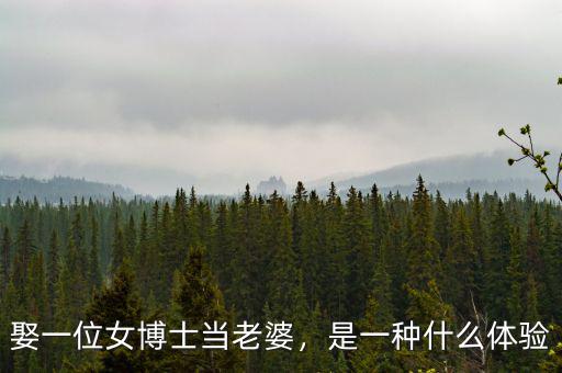 娶一位女博士當(dāng)老婆，是一種什么體驗(yàn)