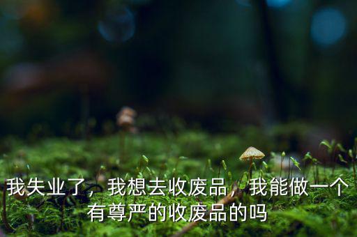 我失業(yè)了，我想去收廢品，我能做一個有尊嚴的收廢品的嗎