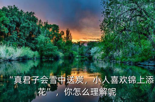 “真君子會雪中送炭，小人喜歡錦上添花”，你怎么理解呢