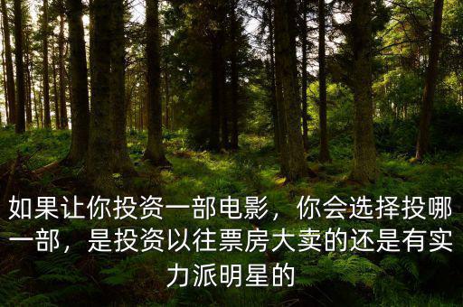 如果讓你投資一部電影，你會(huì)選擇投哪一部，是投資以往票房大賣的還是有實(shí)力派明星的