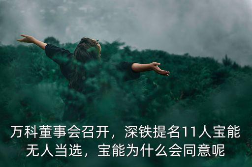 萬科董事會召開，深鐵提名11人寶能無人當選，寶能為什么會同意呢