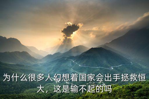 為什么很多人幻想著國家會出手拯救恒大，這是輸不起的嗎