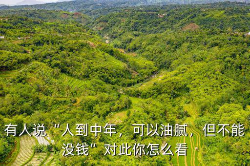 有人說“人到中年，可以油膩，但不能沒錢”對此你怎么看