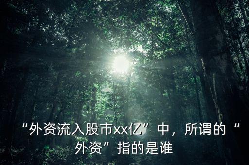 “外資流入股市xx億”中，所謂的“外資”指的是誰