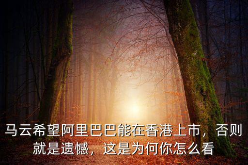 馬云希望阿里巴巴能在香港上市，否則就是遺憾，這是為何你怎么看