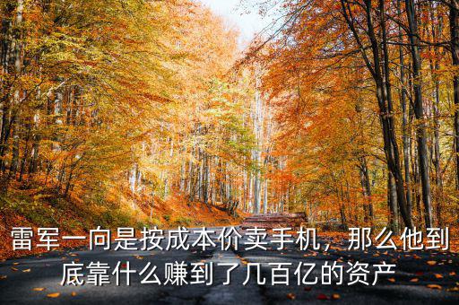雷軍一向是按成本價(jià)賣手機(jī)，那么他到底靠什么賺到了幾百億的資產(chǎn)
