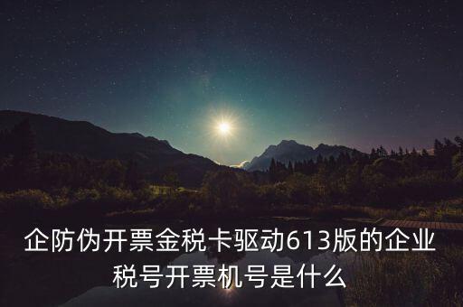 金稅盤企業(yè)稅號(hào)是什么，企防偽開票金稅卡驅(qū)動(dòng)613版的企業(yè)稅號(hào)開票機(jī)號(hào)是什么