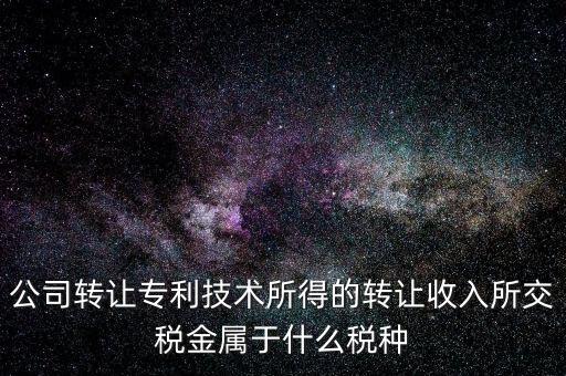 公司出售專利交什么稅，公司轉讓專利技術所得的轉讓收入所交稅金屬于什么稅種