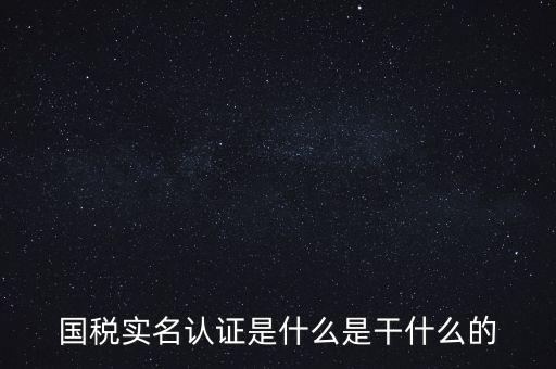 國稅實(shí)名制認(rèn)證要什么，國稅實(shí)名認(rèn)證是什么是干什么的