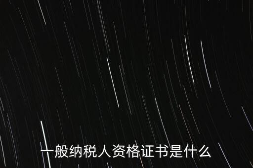 納稅資格證書是什么，一般納稅人資格證什么