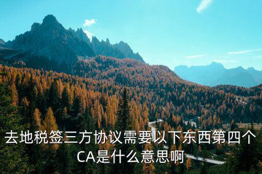 稅務(wù)局ca是什么意思，去地稅簽三方協(xié)議需要以下東西第四個(gè)CA是什么意思啊