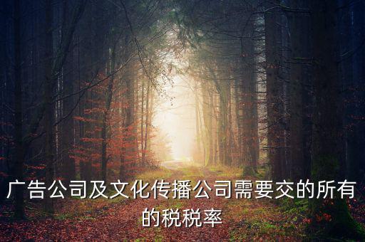廣告公司交什么稅，廣告公司及文化傳播公司需要交的所有的稅稅率
