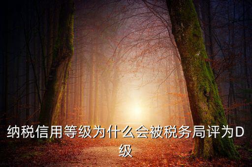 納稅信用等級為什么會(huì)被稅務(wù)局評為D級