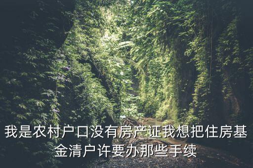 地稅清戶需要什么資料，我是農(nóng)村戶口沒有房產(chǎn)證我想把住房基金清戶許要辦那些手續(xù)