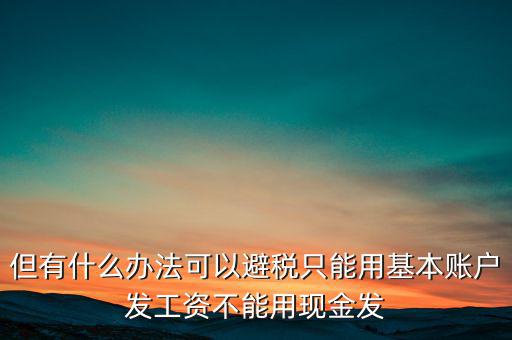 什么是國稅存量賬戶，但有什么辦法可以避稅只能用基本賬戶發(fā)工資不能用現(xiàn)金發(fā)