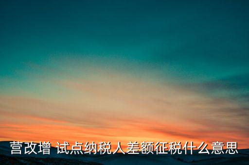 什么是營改增試點納稅人，什么是試點納稅人試點納稅人是什么意思