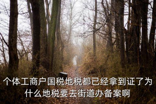 為什么要到國稅地稅備案，個(gè)體工商戶國稅地稅都已經(jīng)拿到證了為什么地稅要去街道辦備案啊