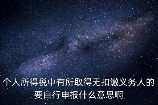 個人所得稅中有所取得無扣繳義務(wù)人的要自行申報(bào)什么意思啊