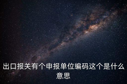 出口報關有個申報單位編碼這個是什么意思