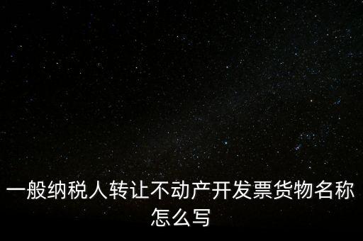 一般納稅人轉讓不動產(chǎn)開發(fā)票貨物名稱怎么寫