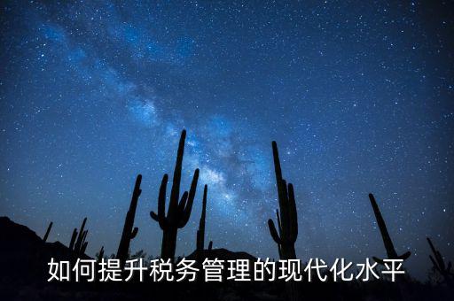 如何提升稅務管理的現(xiàn)代化水平