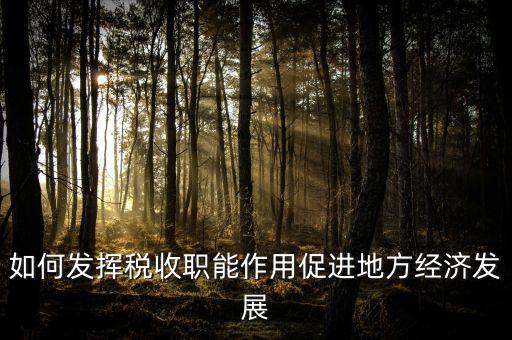 如何發(fā)揮稅收職能作用促進地方經濟發(fā)展