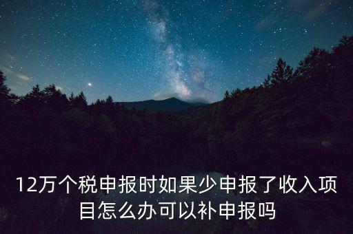 12萬個稅申報如何補報，年收入超12萬申報期錯過申報怎么辦