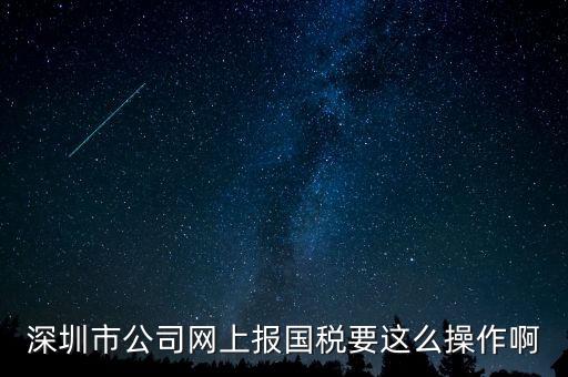 深圳市公司網上報國稅要這么操作啊