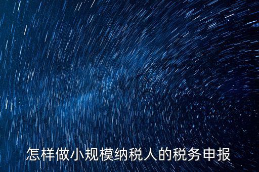 小規(guī)模納稅人水利基金如何申報，怎樣做小規(guī)模納稅人的稅務申報