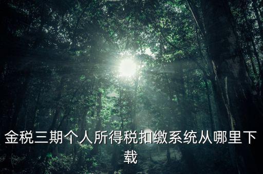 金三個稅申報系統(tǒng)如何下載，金稅三期個人所得稅扣繳系統(tǒng)從哪里下載