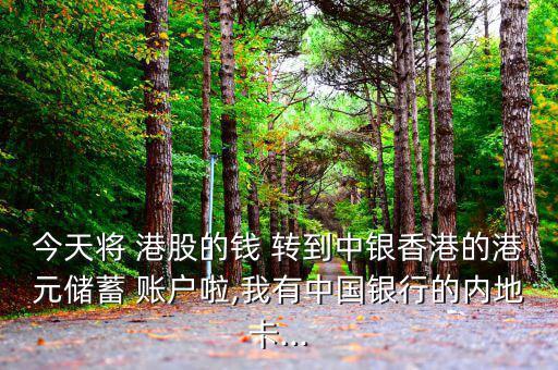 今天將 港股的錢(qián) 轉(zhuǎn)到中銀香港的港元儲(chǔ)蓄 賬戶(hù)啦,我有中國(guó)銀行的內(nèi)地卡...