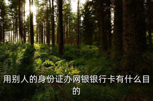 借別人身份證開(kāi)網(wǎng)銀是什么目的，用別人的身份證辦網(wǎng)銀銀行卡有什么目的