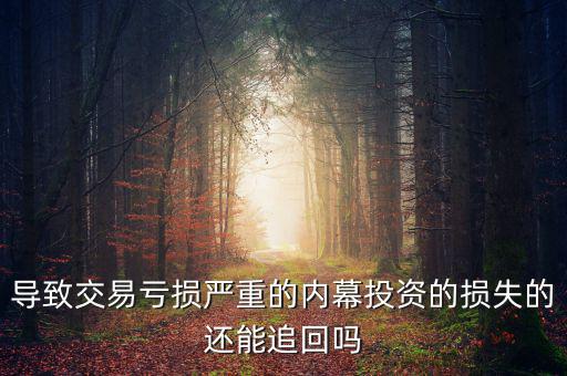 導致交易虧損嚴重的內(nèi)幕投資的損失的還能追回嗎