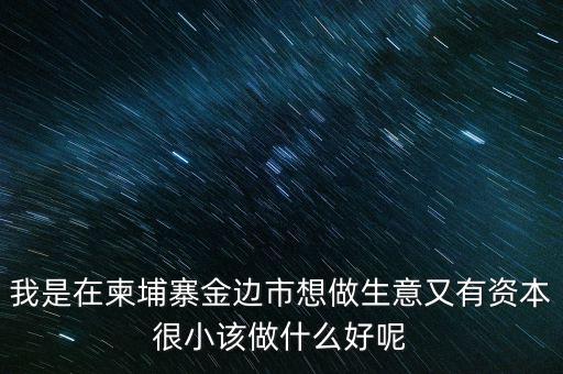 柬埔寨投資100萬元能干什么，我是在柬埔寨金邊市想做生意又有資本很小該做什么好呢
