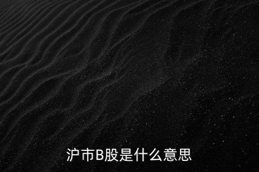 滬深b股是什么意思，滬市B股是什么意思