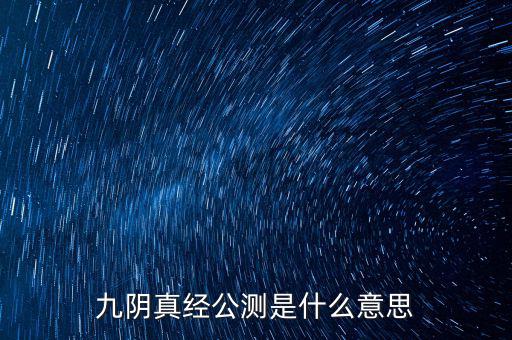 九陰真經公測是什么意思