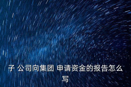 子 公司向集團(tuán) 申請資金的報(bào)告怎么寫