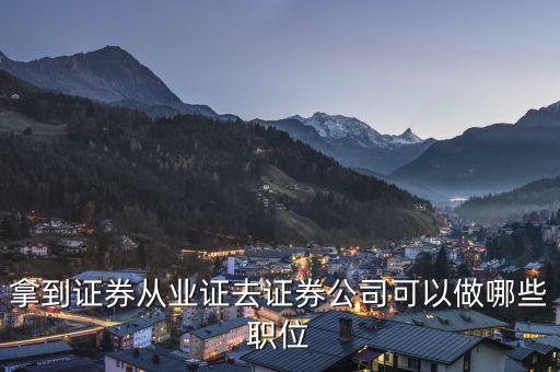 去宏信證券有限責(zé)任公司能做什么，拿到證券從業(yè)證去證券公司可以做哪些職位