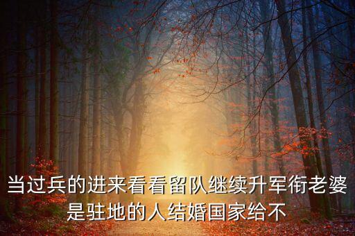 國家為什么不分房，當(dāng)過兵的進(jìn)來看看留隊繼續(xù)升軍銜老婆是駐地的人結(jié)婚國家給不