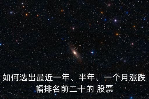 如何選出最近一年、半年、一個月漲跌幅排名前二十的 股票