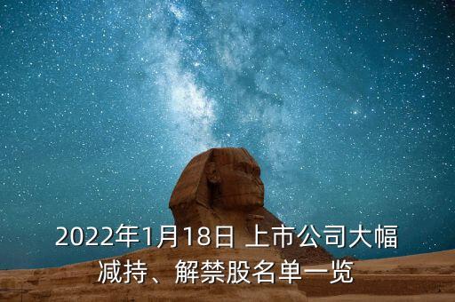 2022年1月18日 上市公司大幅減持、解禁股名單一覽
