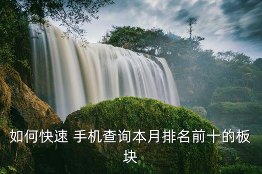 如何快速 手機(jī)查詢(xún)本月排名前十的板塊