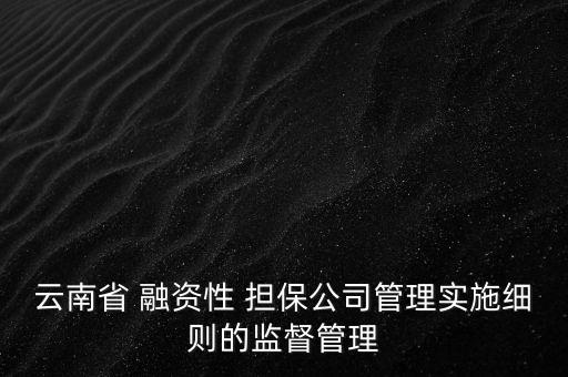 云南省 融資性 擔(dān)保公司管理實施細則的監(jiān)督管理