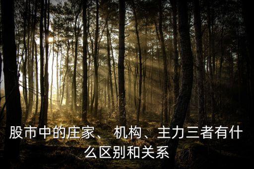 股市中的莊家、 機(jī)構(gòu)、主力三者有什么區(qū)別和關(guān)系