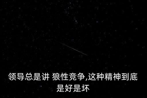 領導總是講 狼性競爭,這種精神到底是好是壞