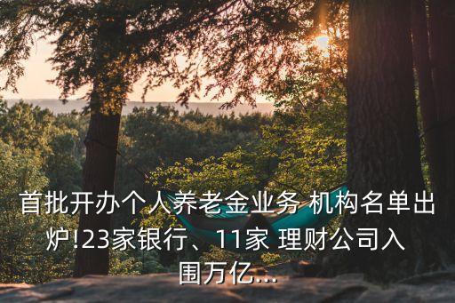 首批開辦個人養(yǎng)老金業(yè)務(wù) 機(jī)構(gòu)名單出爐!23家銀行、11家 理財(cái)公司入圍萬億...