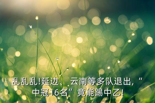 亂亂亂!延邊、 云南等多隊退出,“中冠16名”竟能踢中乙!