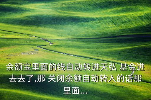 余額寶里面的錢自動轉(zhuǎn)進天弘 基金進去去了,那 關(guān)閉余額自動轉(zhuǎn)入的話那里面...