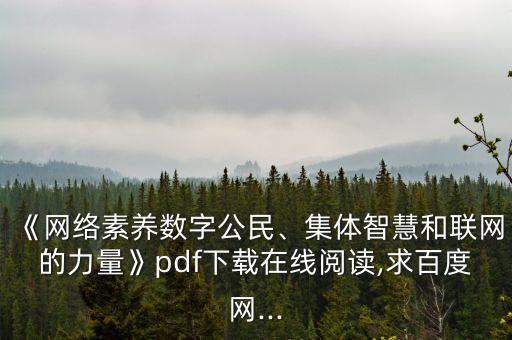 《網(wǎng)絡(luò)素養(yǎng)數(shù)字公民、集體智慧和聯(lián)網(wǎng)的力量》pdf下載在線閱讀,求百度網(wǎng)...